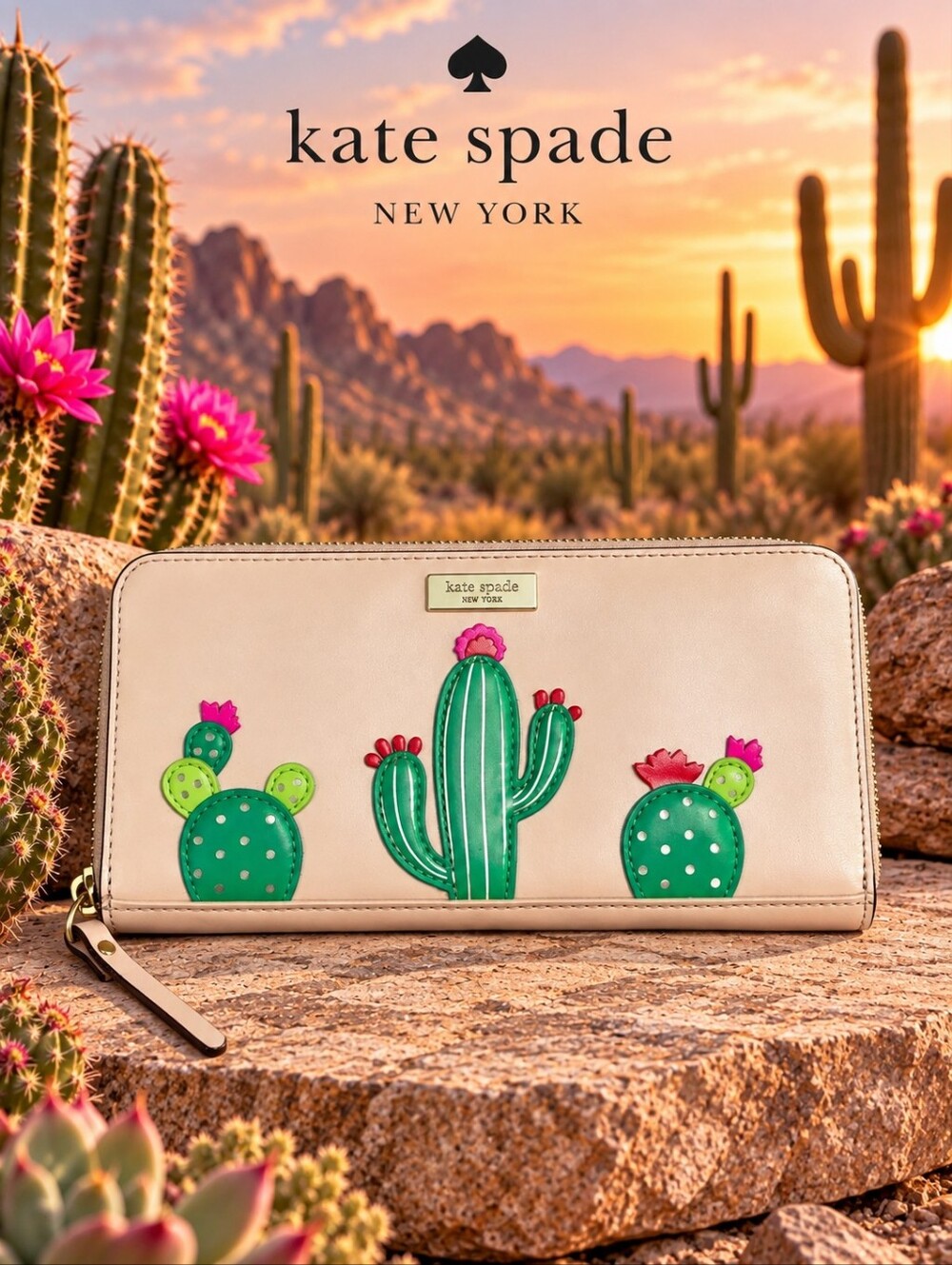 Kate Spade Leather Cactus Wallet